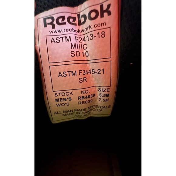 REEBOK Work Sublite Cushion Composite‎ Toe Work Black Shoes MEN 5.5 WOMEN 7.5 - Picture 9 of 10